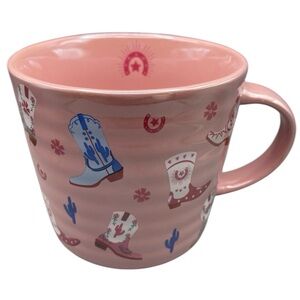 PRICE FIRM Cowgirl Cowboy Boot Pink Iridescent Mug